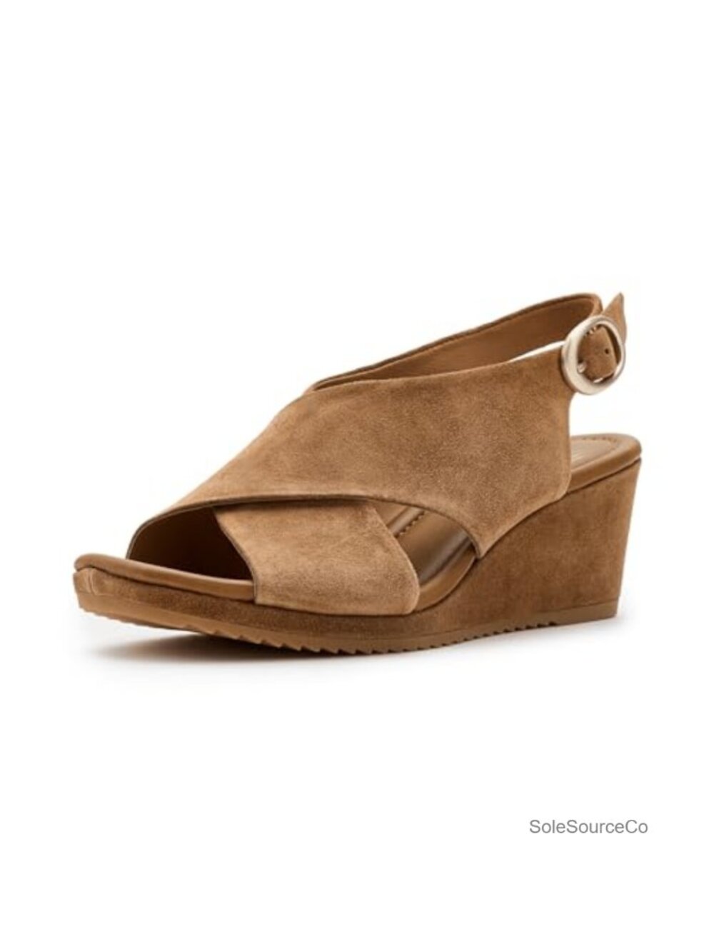 Sofft Isabeth Leather Peep Toe Slingback Wedge Sandal for Women